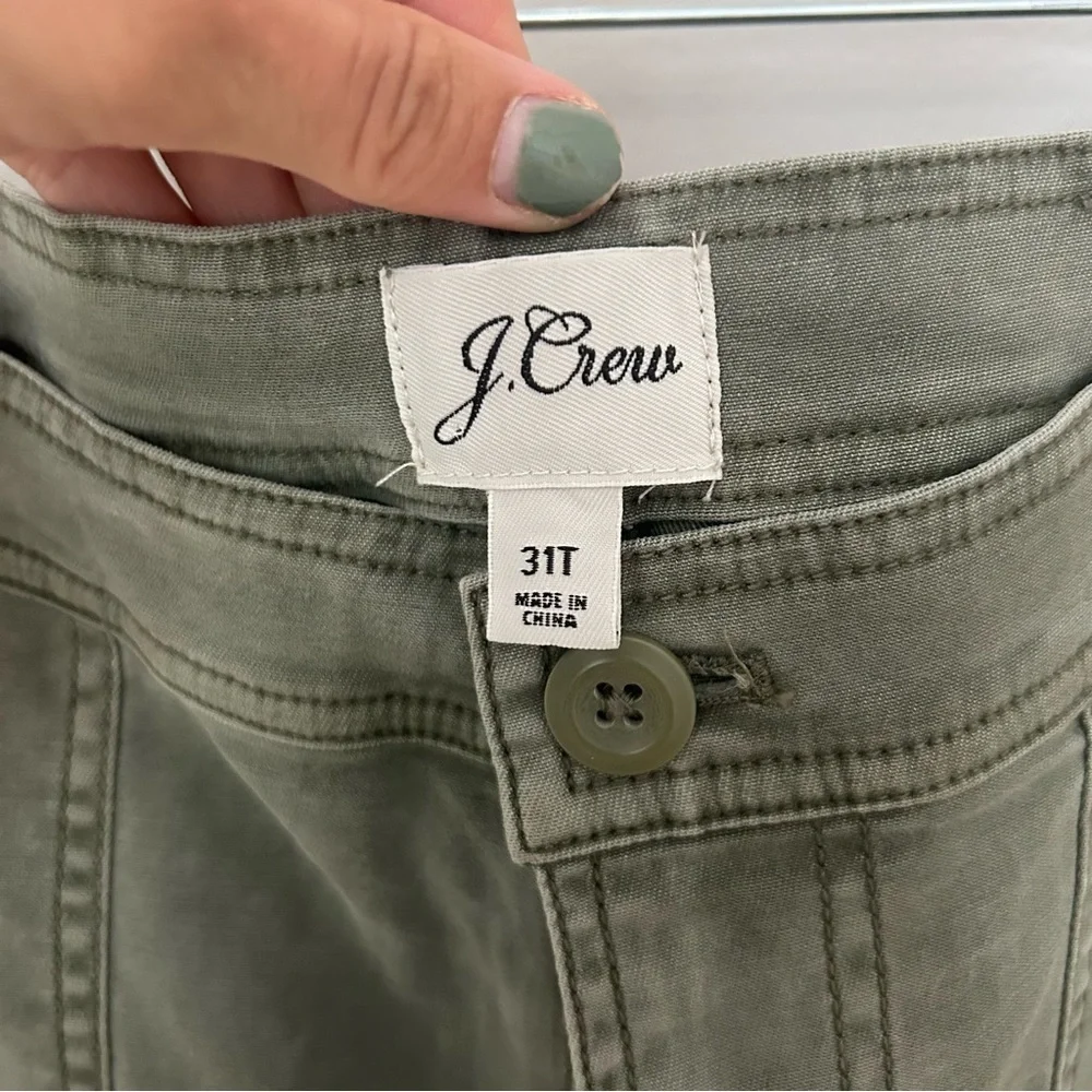 J. Crew High Rise Straight Leg Green Cargo Style Pants 31 Tall - Picture 7 of 7